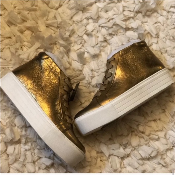 Brand New! Kenneth Cole Gold High Top Sneakers - Picture 6 of 8
